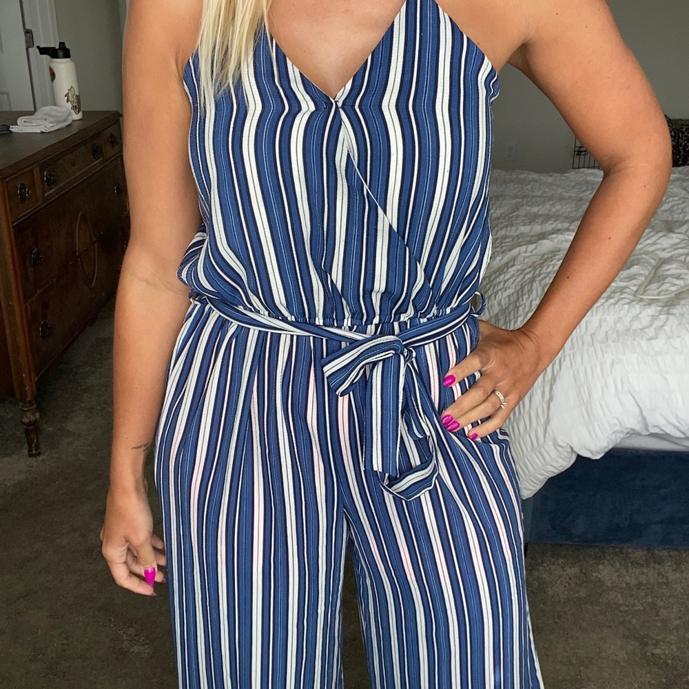 Blue stripe jumpsuit